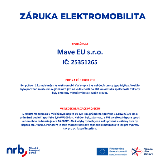 Záruka elektromobilita-Mave EU